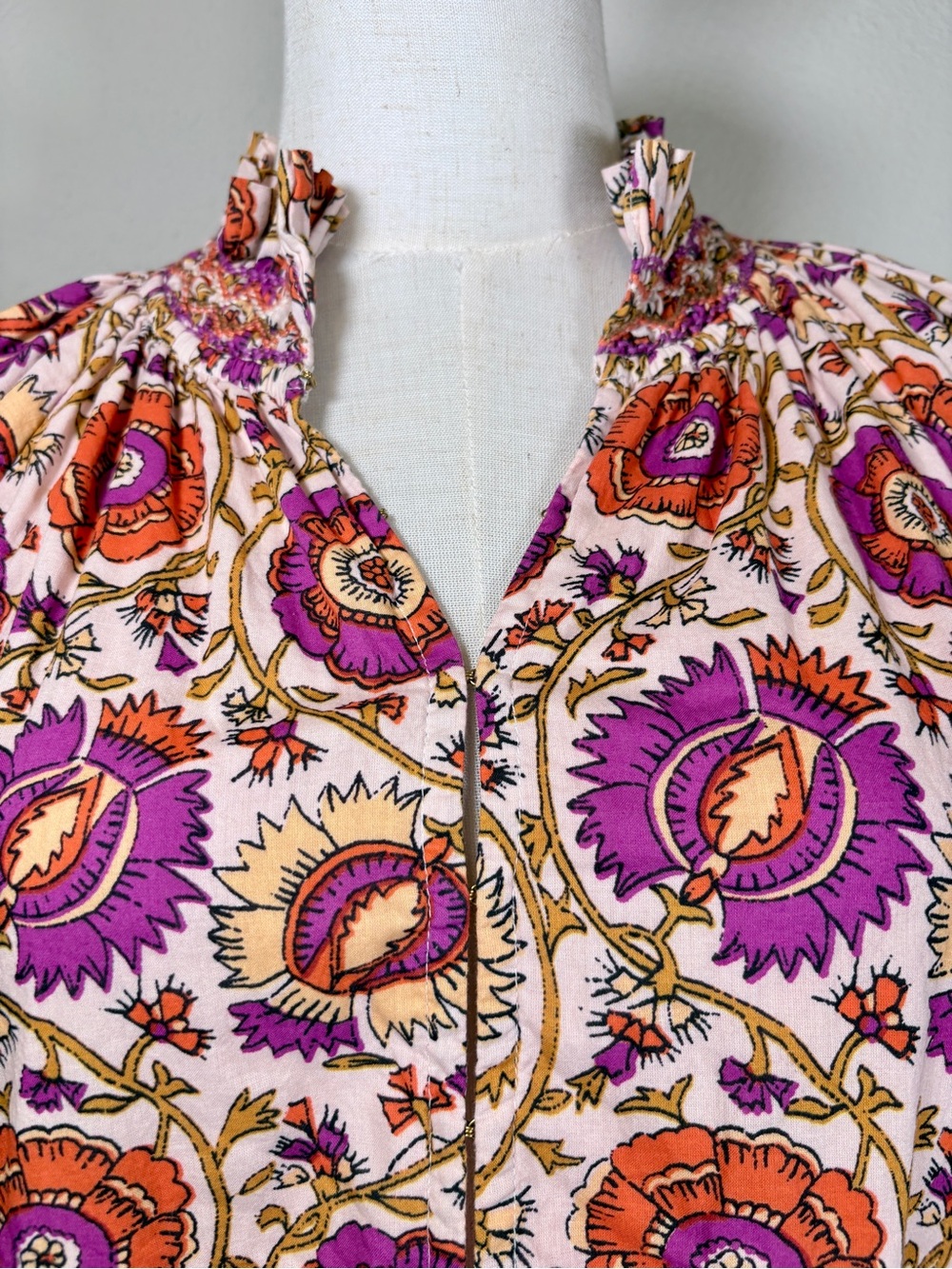 Figue 100% Cotton Halima Floral Vine Dress Size Medium - Picture 8 of 11